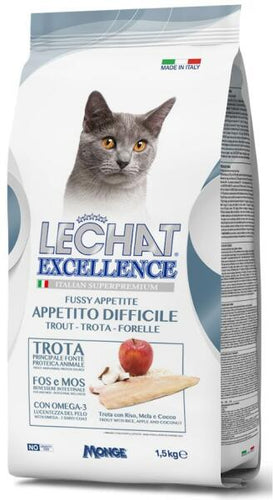 LeChat Excellence Fussy Appetite Pisztráng Szuperprémium Macskatáp 1.5kg