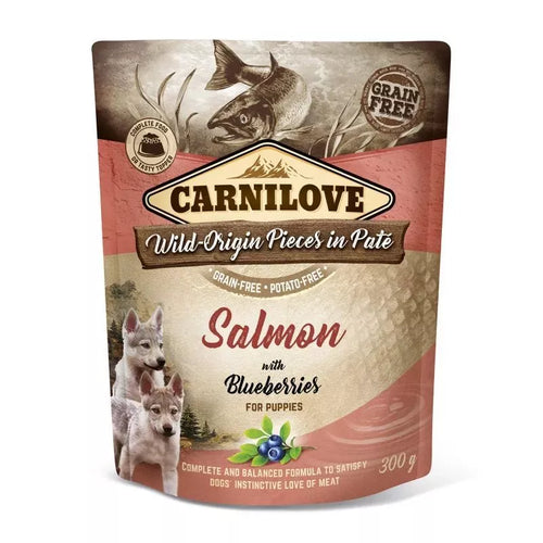 Carnilove Kölyökkutya Tasakos Paté Lazac, Áfonyával 300g