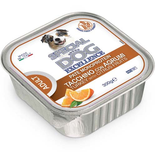 Special Dog Excellence Pástétom Pulyka, Rizs és Citrusfélék 300g