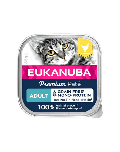 Eukanuba Grain Free Monoprotein Adult Csirkés Alutasak Felnőtt Macskák Részére 85g