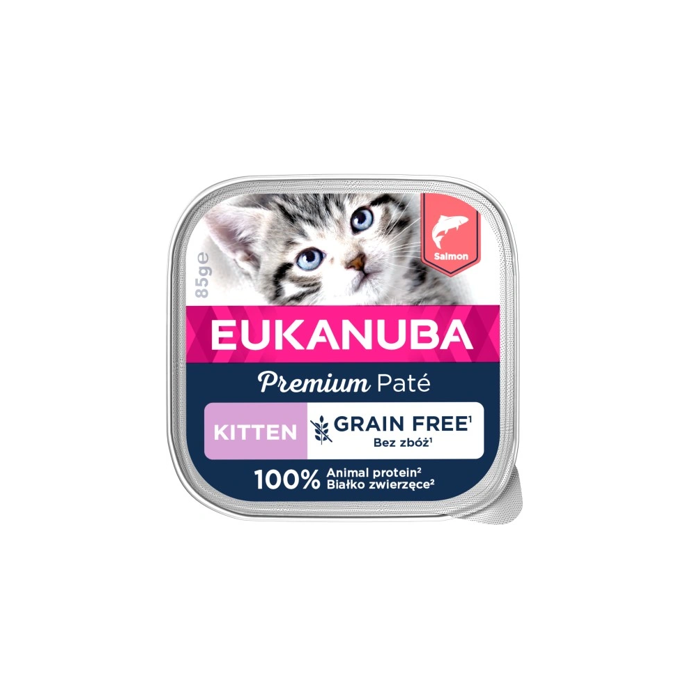 Eukanuba Grain Free Monoprotein Lazacos Alutasak Kölyökmacskák Számára 85g